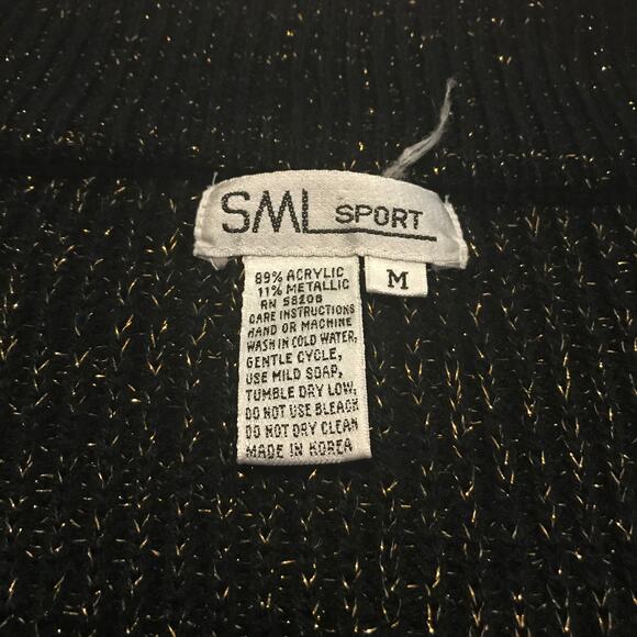 SML Sport v neck chunky sweater medium vintage metallic thread - Picture 4 of 5
